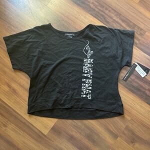 2012 Women's Baby phat‎ Black Crop Silver Logo Embellishment Size Medium